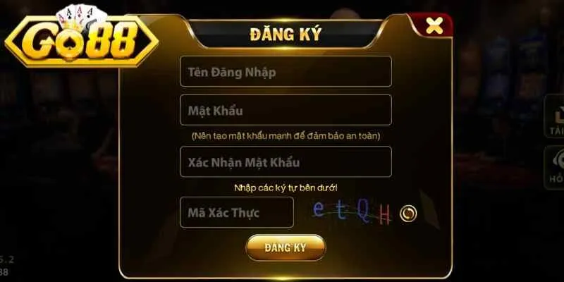 Thao tác cụ thể khi người chơi đăng ký Go88