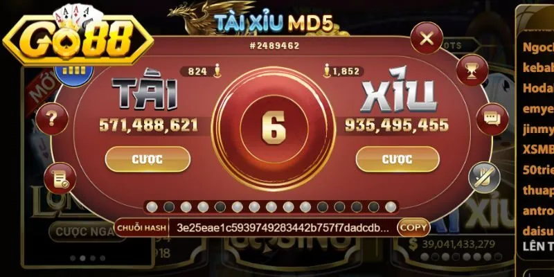 Những game Tài Xỉu online Go88 có mặt trên website
